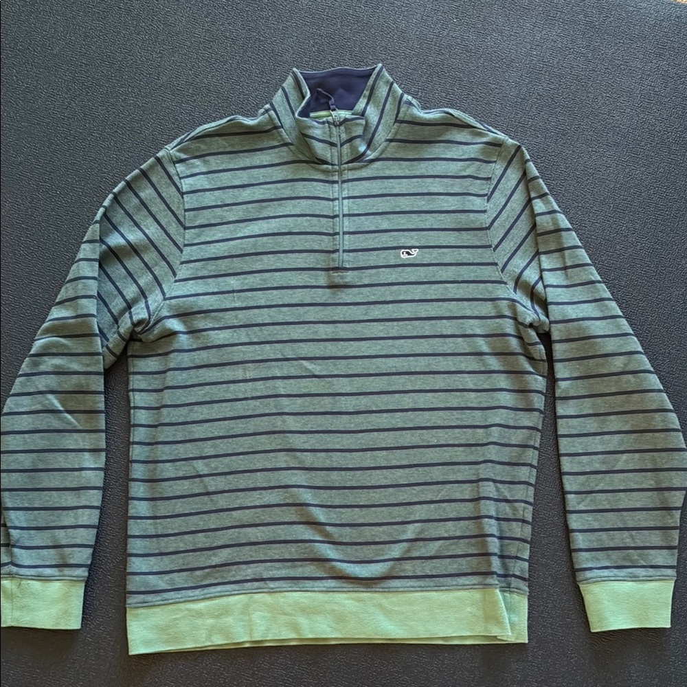Vineyard Vines Men's Green Striped Sweater